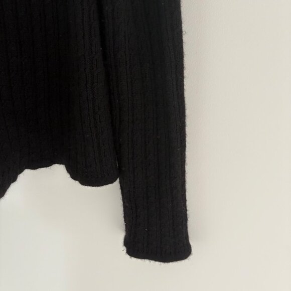 Chelsea Campbell Womens Small Black 100% Pure Wool Ribbed Cardigan w 1 button - Picture 4 of 9